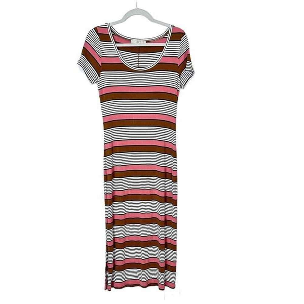LOFT Striped Scoop Neck Ribbed Knit Midi Dress St… - image 2
