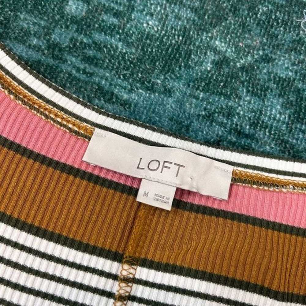 LOFT Striped Scoop Neck Ribbed Knit Midi Dress St… - image 3