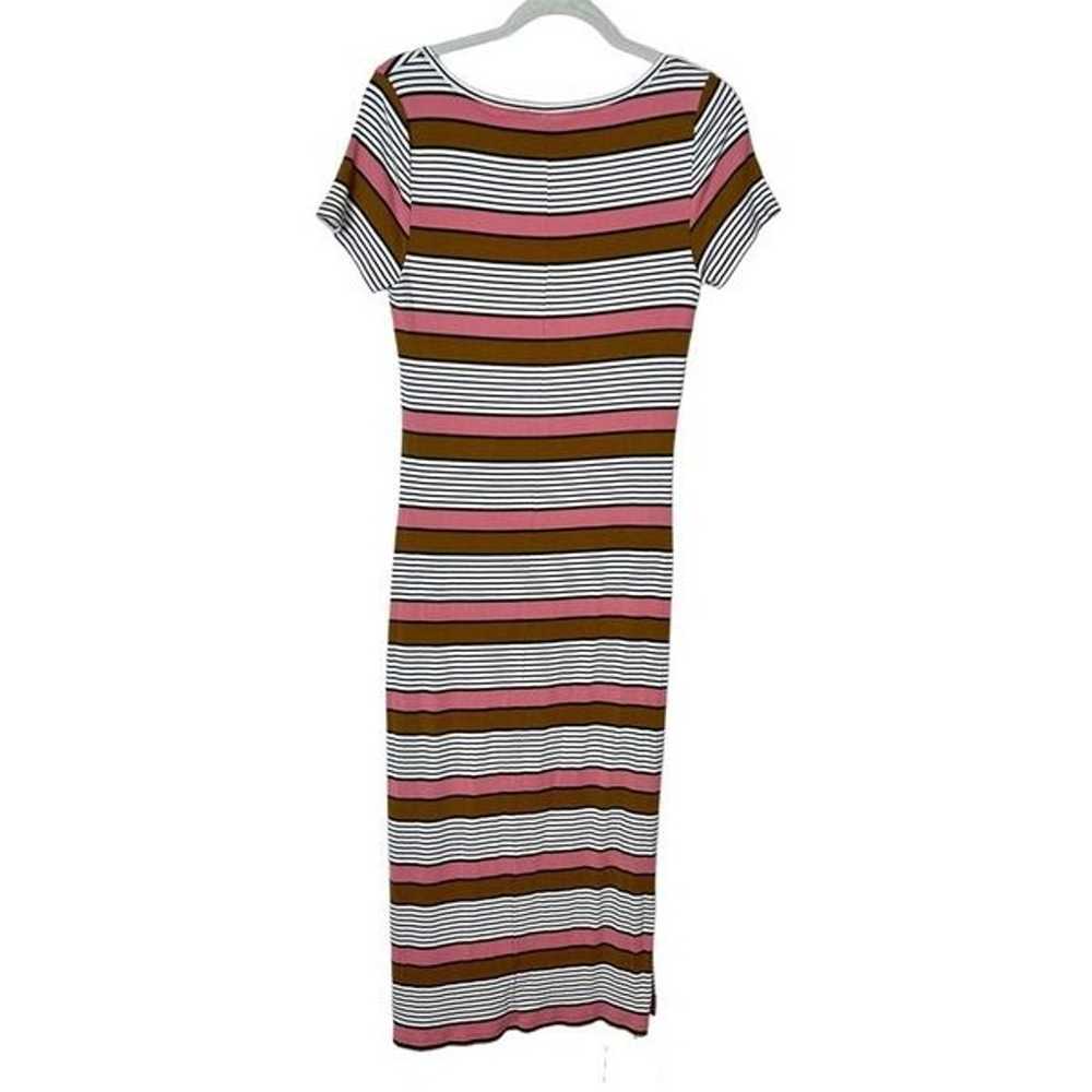 LOFT Striped Scoop Neck Ribbed Knit Midi Dress St… - image 4