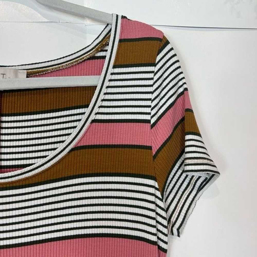 LOFT Striped Scoop Neck Ribbed Knit Midi Dress St… - image 6