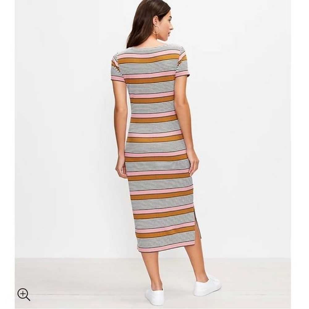 LOFT Striped Scoop Neck Ribbed Knit Midi Dress St… - image 8