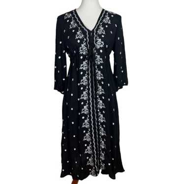 Cellabie Black Gauze Boho Midi / Maxi Dress with … - image 1