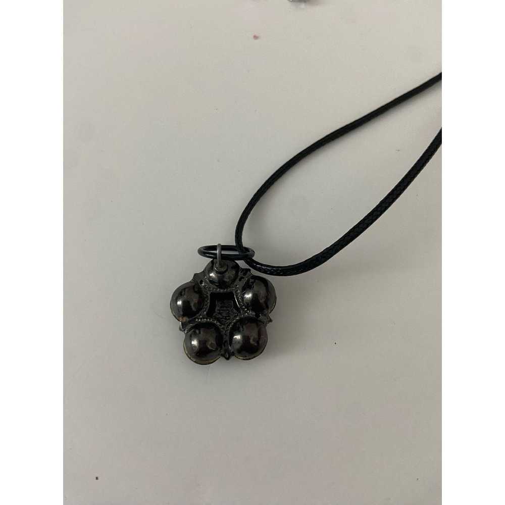 Handmade Upcycled gray crystal flower pendant nec… - image 3