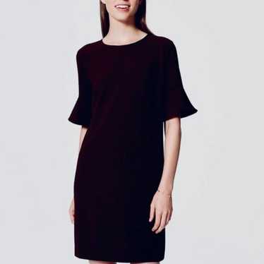 ❤️ LOFT Black Career Dress Textured Bell Sleeve F7