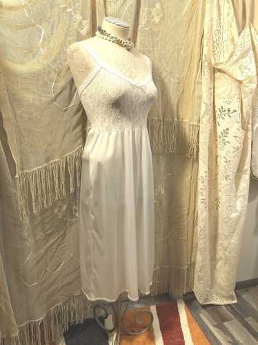 Vintage sheer stretch lace nightgown Sleeveless s… - image 1
