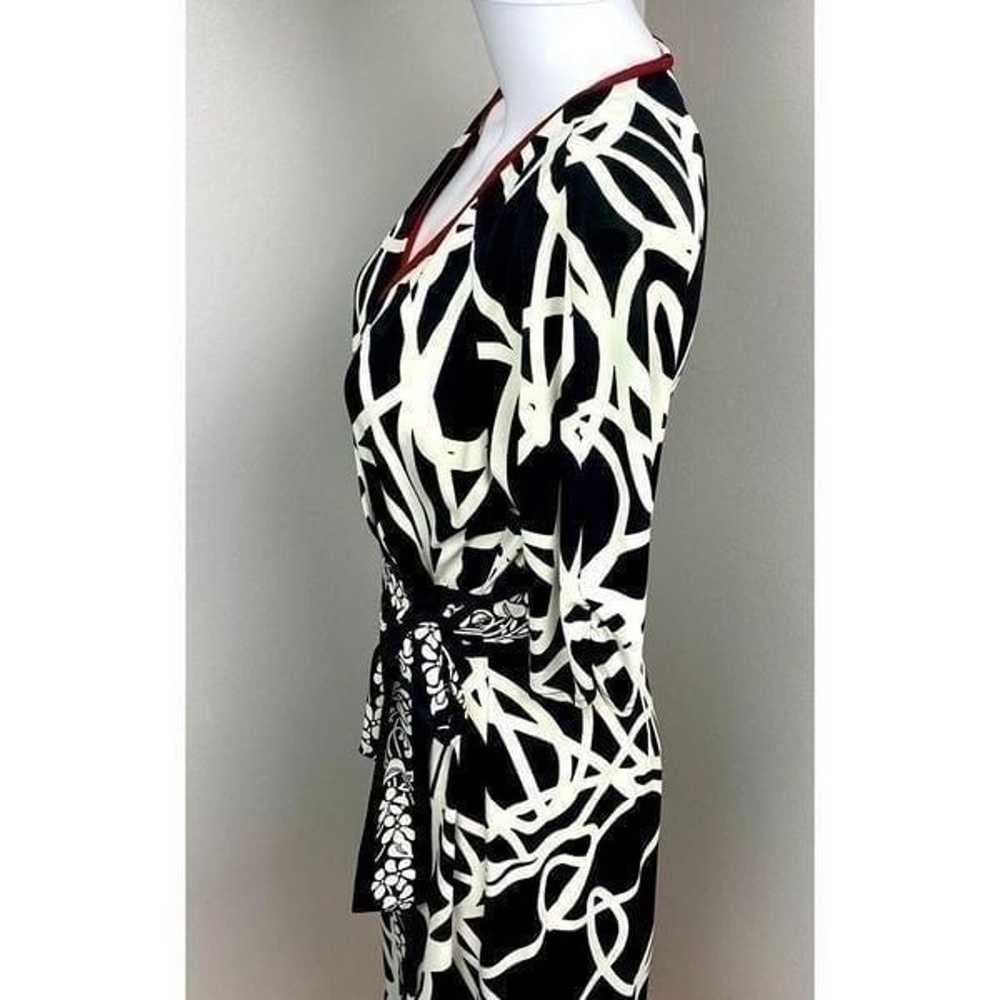 Donna Morgan Faux Wrap Midi Dress Womens 6 Black … - image 4