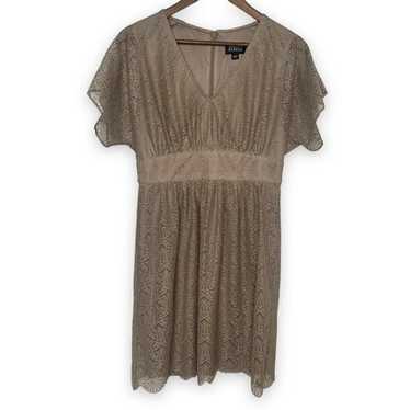 Adrianna Papell Gold & Tan Lace Pattern V-Neck Sh… - image 1