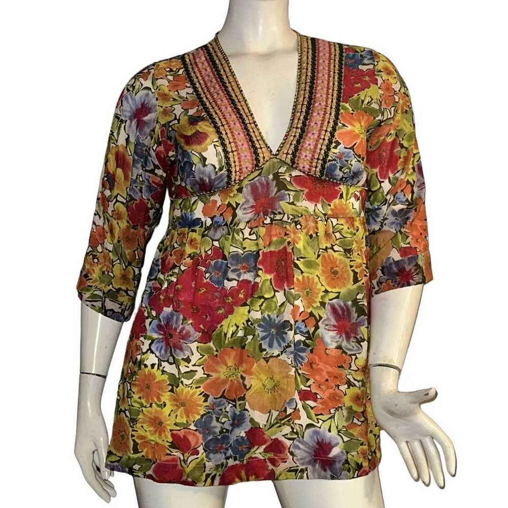 Johnny Was Johnny Was multicolor floral tunic blo… - image 1