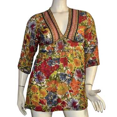 Johnny Was Johnny Was multicolor floral tunic blou