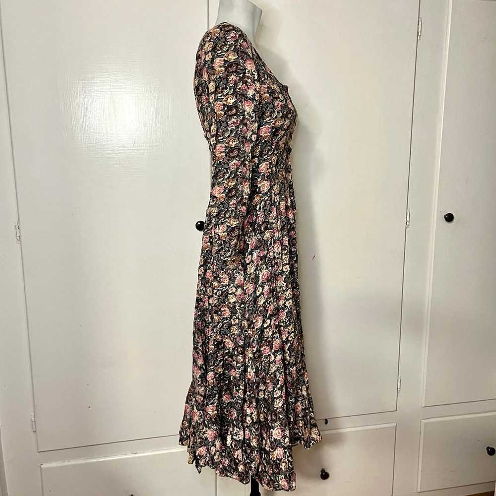 Vintage 90s Starina Floral Long Sleeve Rayon Midi… - image 4