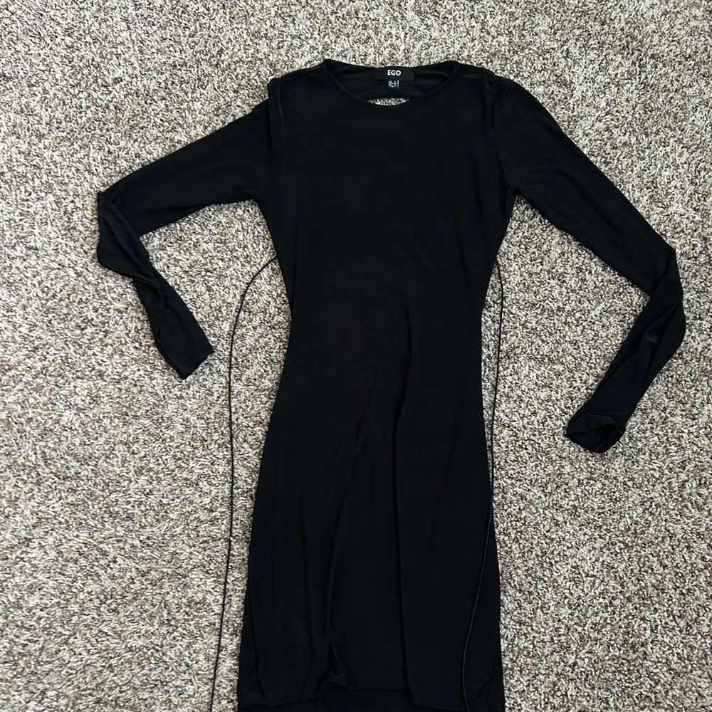 Long Sleeve Backless Dress in Black - image 4