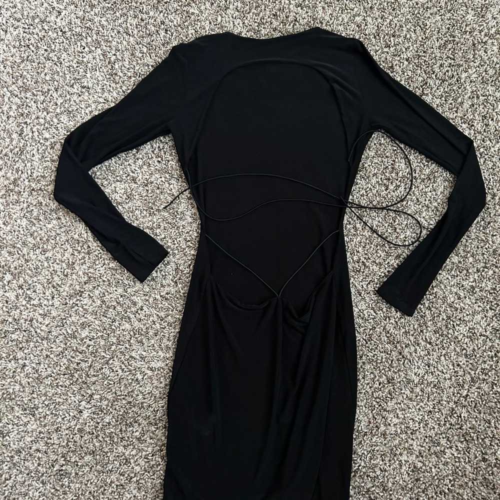 Long Sleeve Backless Dress in Black - image 7