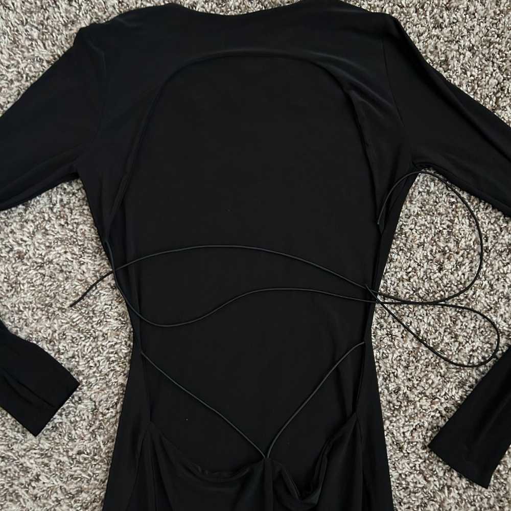 Long Sleeve Backless Dress in Black - image 8