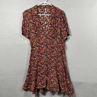 Free People Floral Dress Womens 12 Collared Butto… - image 1