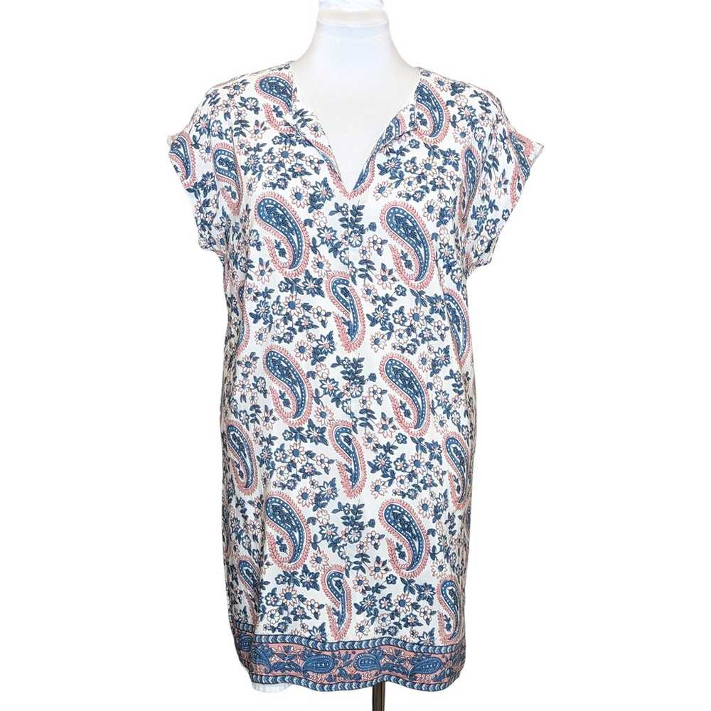Madewell Silk Flora Paisley Tunic Dress L Mini Sp… - image 2