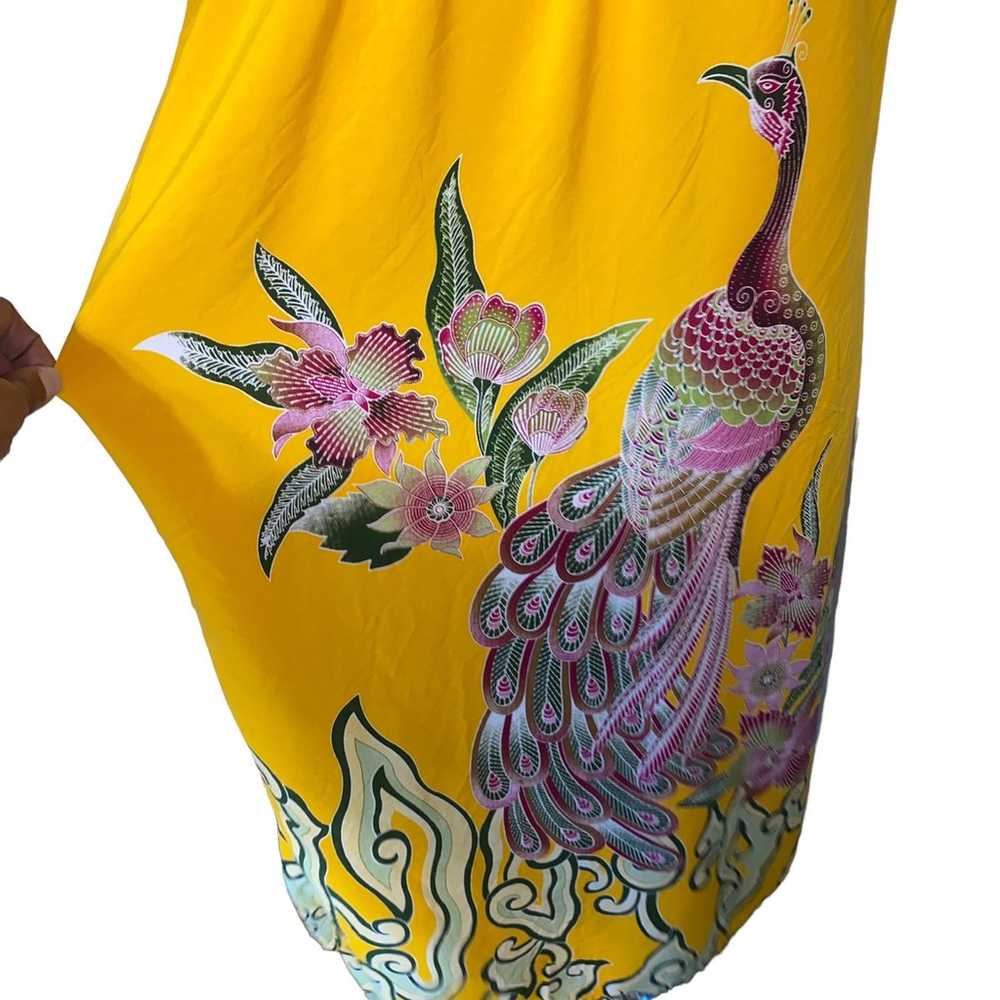 Boho Indie Floral Peacock Print Bright Colored Dr… - image 6