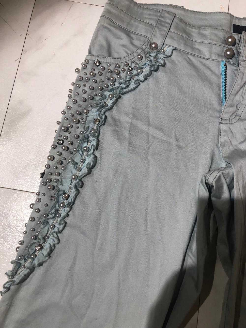 Designer capri short pants with pearls, stones an… - image 2