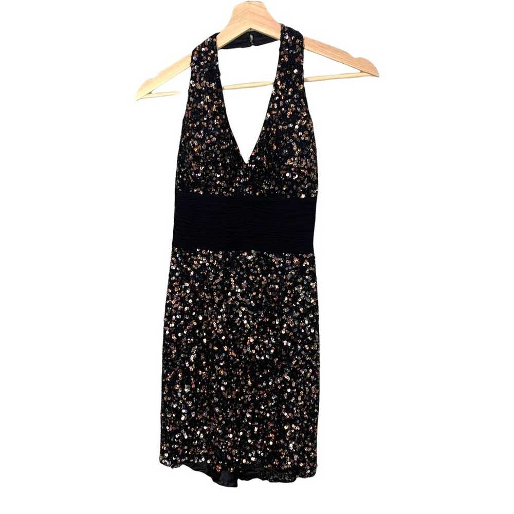 Scala Black Silk Sequin Halter Mini Dress 4 S Sma… - image 10