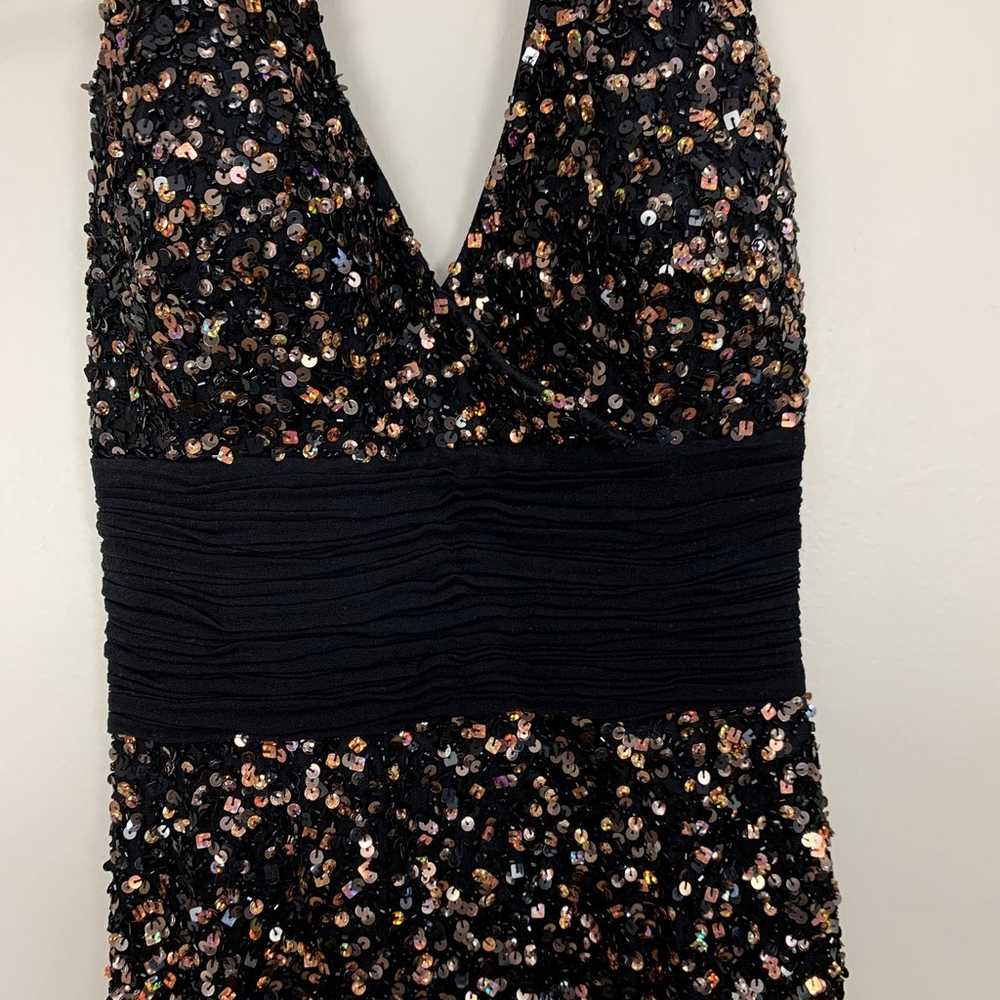 Scala Black Silk Sequin Halter Mini Dress 4 S Sma… - image 11
