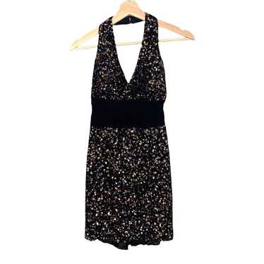 Scala Black Silk Sequin Halter Mini Dress 4 S Sma… - image 1