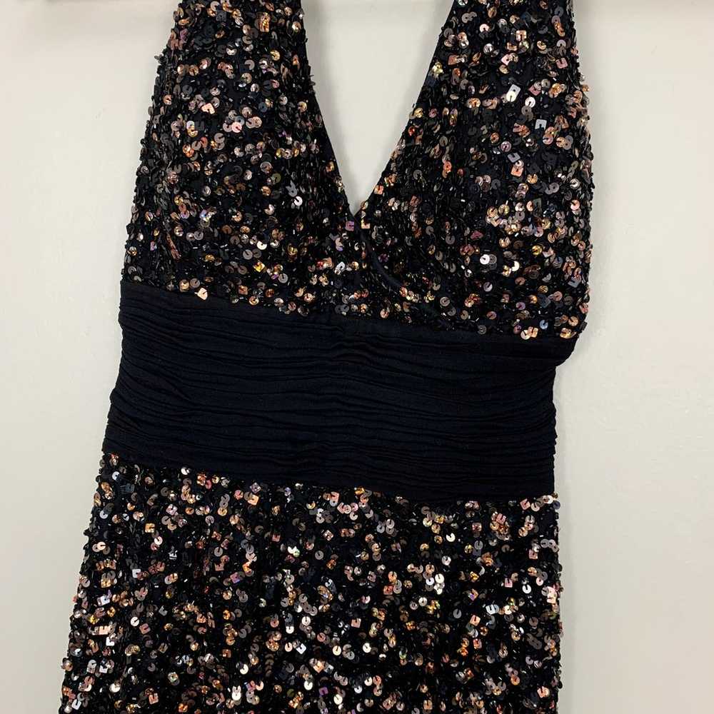 Scala Black Silk Sequin Halter Mini Dress 4 S Sma… - image 3