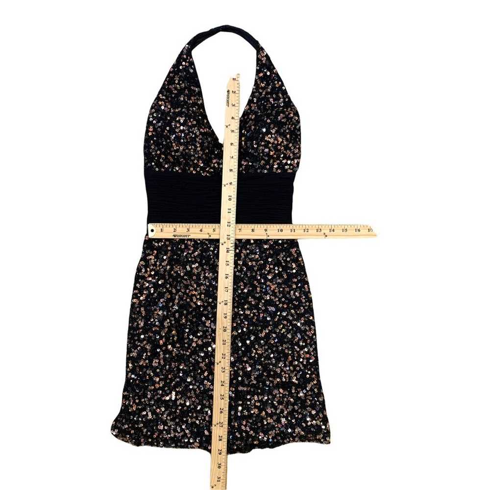 Scala Black Silk Sequin Halter Mini Dress 4 S Sma… - image 4