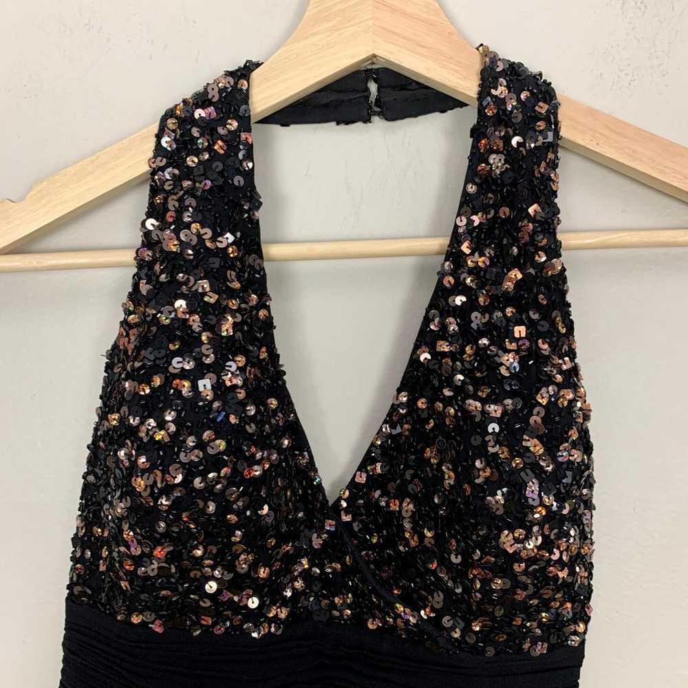 Scala Black Silk Sequin Halter Mini Dress 4 S Sma… - image 5