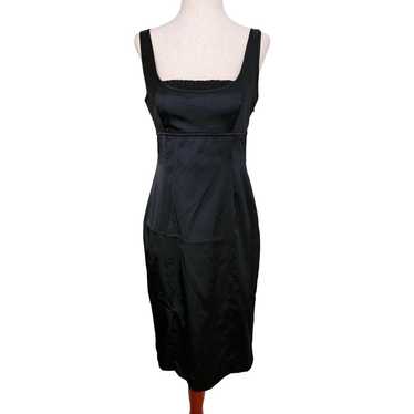 Vintage 00s Y2k Black Satin Mini Dress Corset Lac… - image 1
