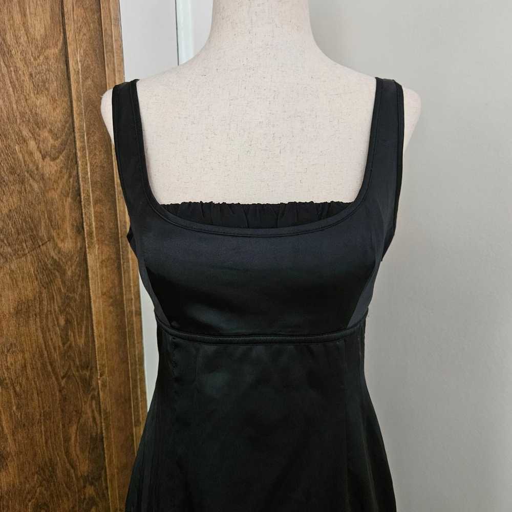 Vintage 00s Y2k Black Satin Mini Dress Corset Lac… - image 2