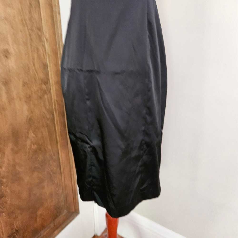 Vintage 00s Y2k Black Satin Mini Dress Corset Lac… - image 3