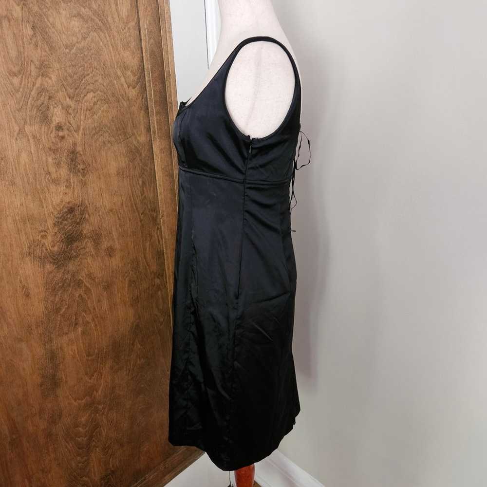 Vintage 00s Y2k Black Satin Mini Dress Corset Lac… - image 4