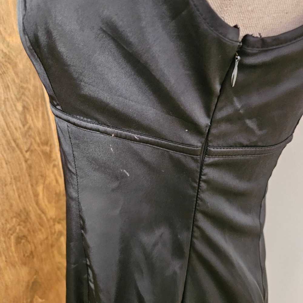 Vintage 00s Y2k Black Satin Mini Dress Corset Lac… - image 5