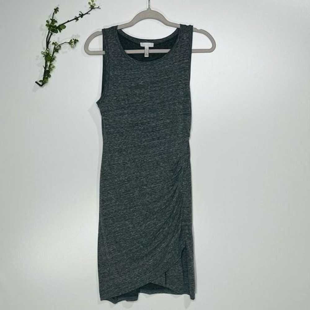 Leith Gray Cotton Poly Tank Dress Ruched Side - image 1