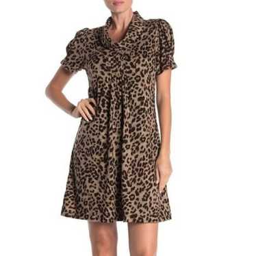 Eliza J Leopard Cowl-Neck Dress