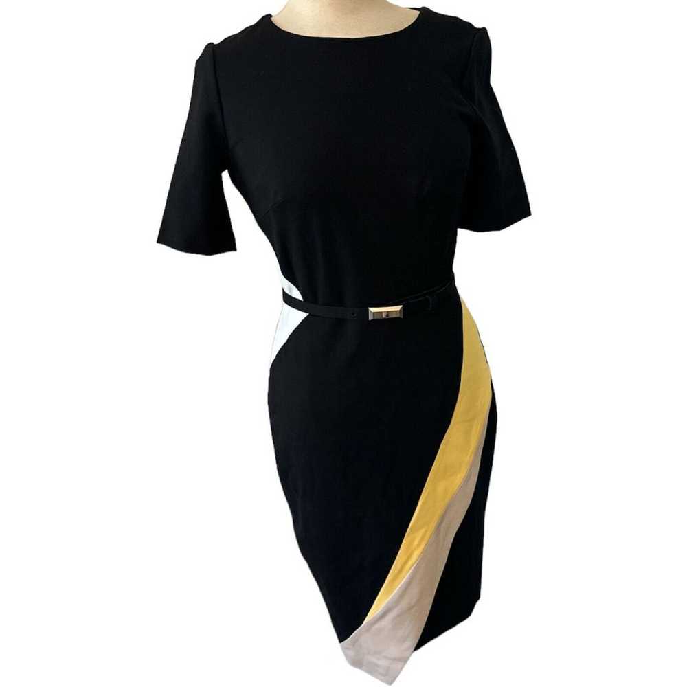 WHBM Color Block belted sheath CAREER Dress size 2 - image 1
