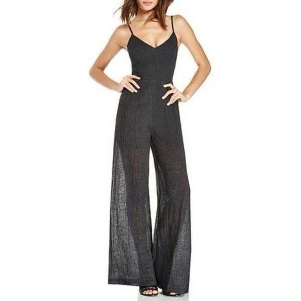 Line & Dot Strappy Linen Jumpsuit in Black - image 11