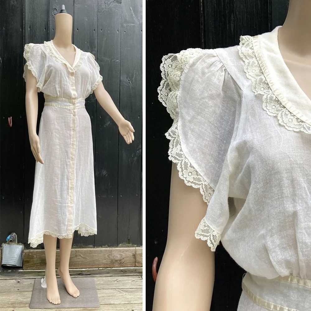 1970s white lace maxi dress - image 1