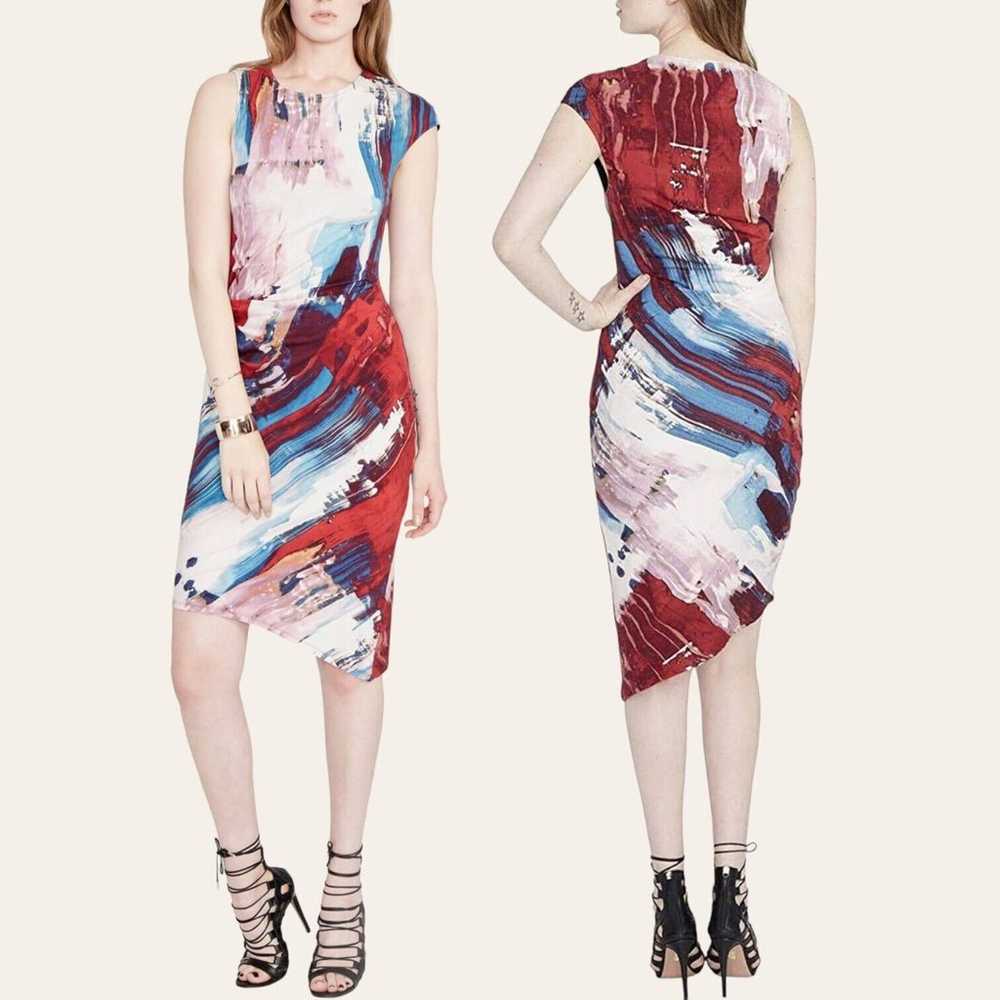 RACHEL ROY Abstract Dress Asymmetrical Ruched Mul… - image 1