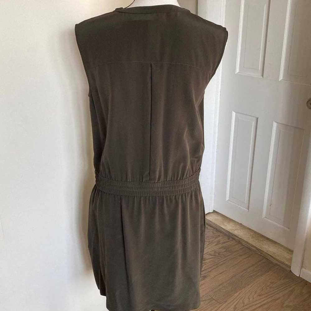 Theory 100% Silk Olive Green Dress - image 2