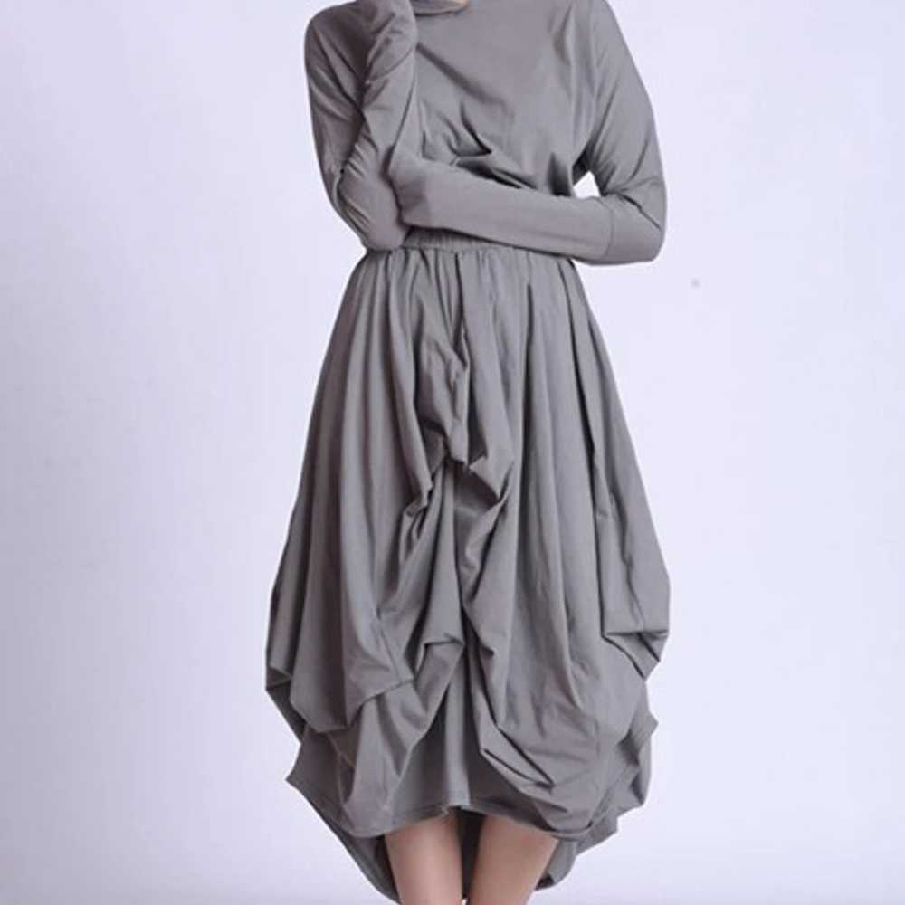 Loose Asymmetric Hooded Dress - image 3