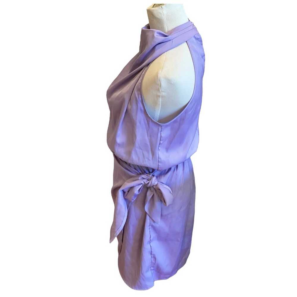 Pretty Garden Lilac Satin Mini Cocktail Dress Wra… - image 6