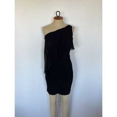 Bebe One Shoulder Bodycon Stretch Black Mini Dress