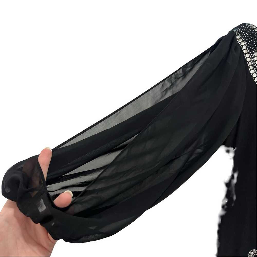 Bisou Bisou Black Studded Long Sheer Open Sleeve … - image 3
