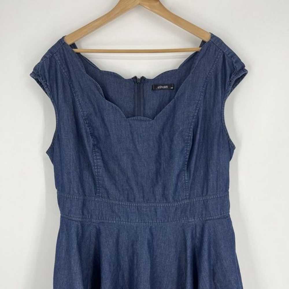eShakti Dress Size 20W Blue Chambray Twirl Pocket… - image 2