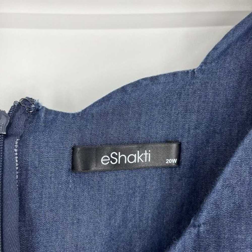 eShakti Dress Size 20W Blue Chambray Twirl Pocket… - image 4