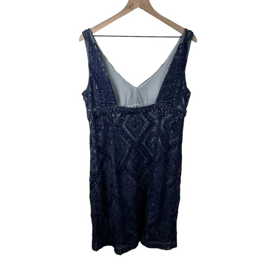 Adrianna Papell Womens Blue Crocheted V Neck Slee… - image 2