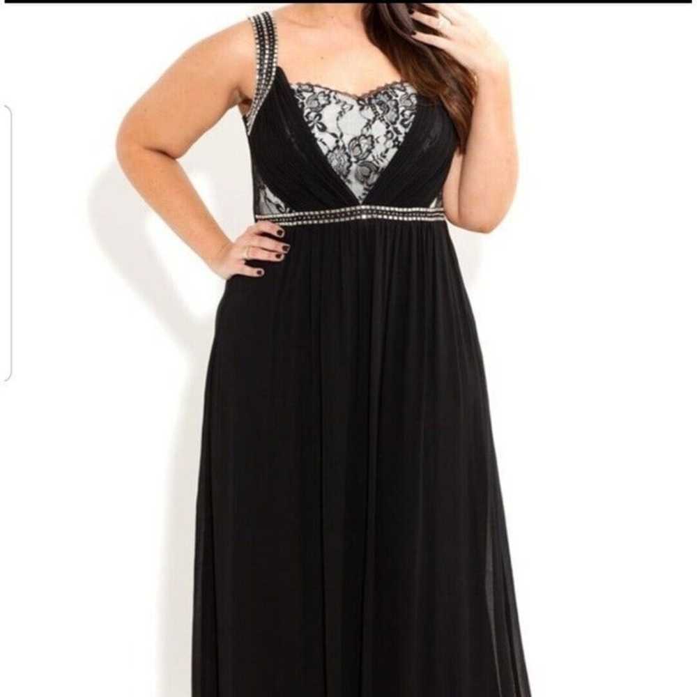 Womens Formal Long Dress Black Sleeveless Lace Be… - image 1