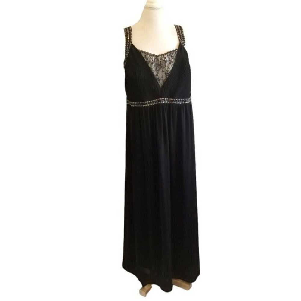 Womens Formal Long Dress Black Sleeveless Lace Be… - image 3