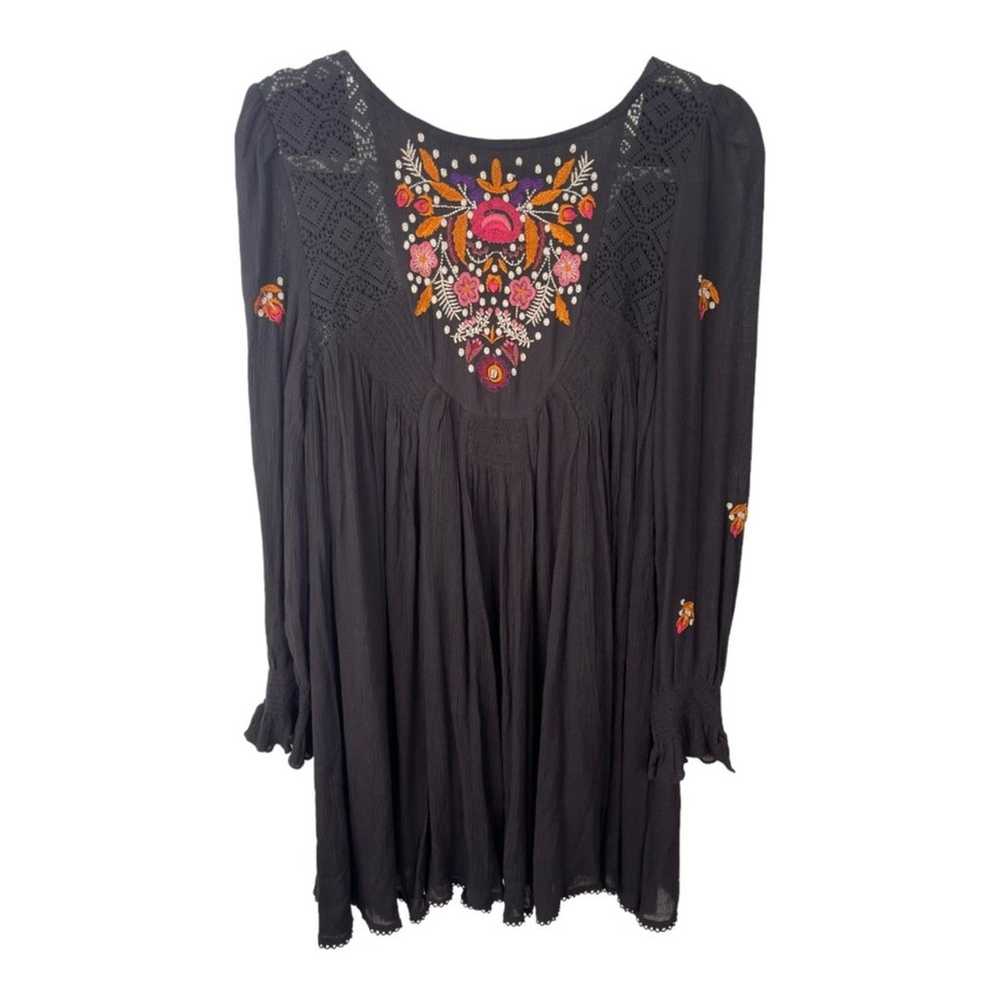 Free People Mohave Boho Embroidered Smock Mini Dr… - image 1