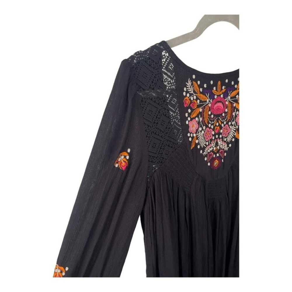 Free People Mohave Boho Embroidered Smock Mini Dr… - image 3